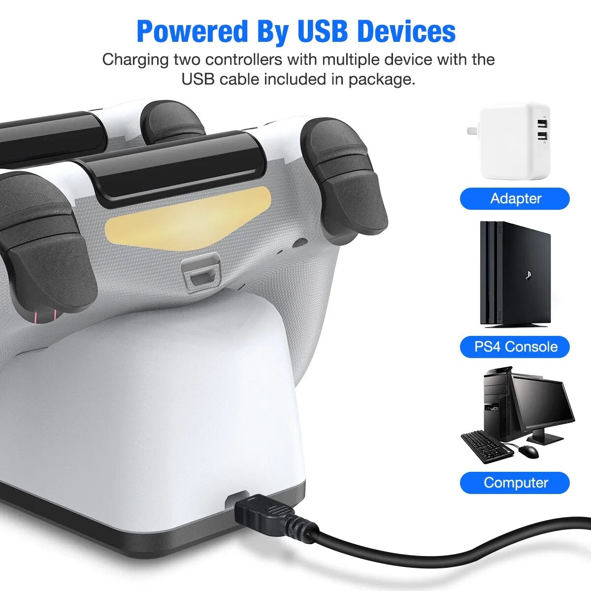 PS4 Gaming Controller Dual USB Fast Charging Dock
