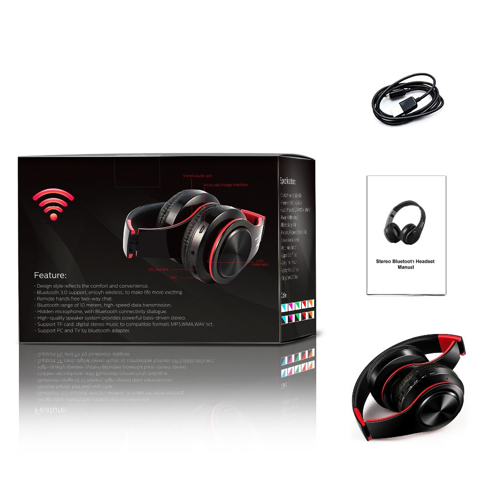 Earphones Over-Ear HIFI Stereo with Bluetooth and SD Card Support