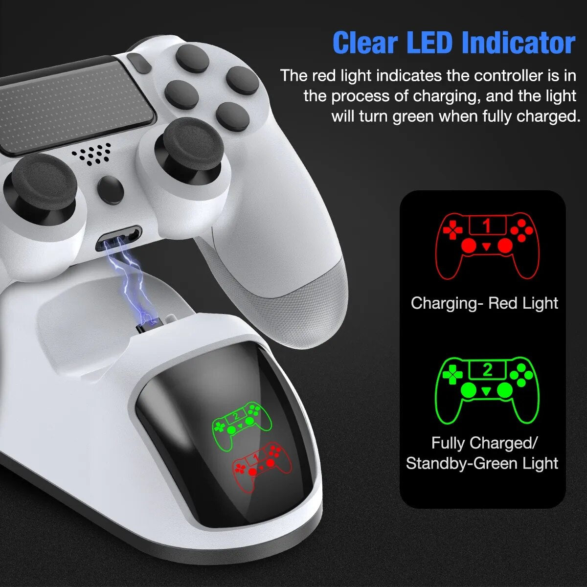 PS4 Gaming Controller Dual USB Fast Charging Dock