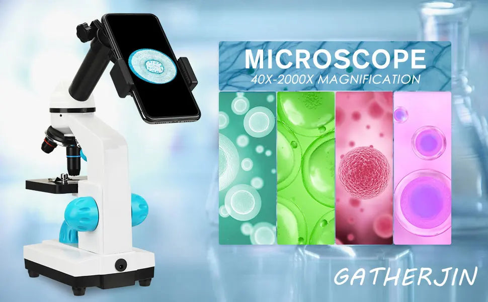 Microscope 40x-2000x Kit with Led Lights
