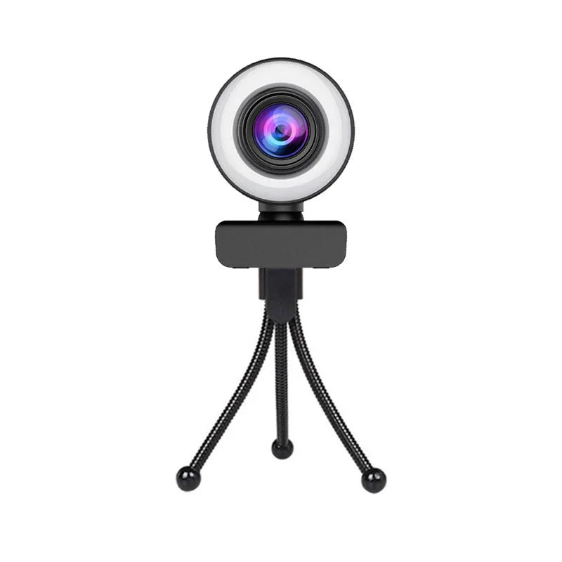 Webcam Full HD Web with Microphone and LED Fill Light