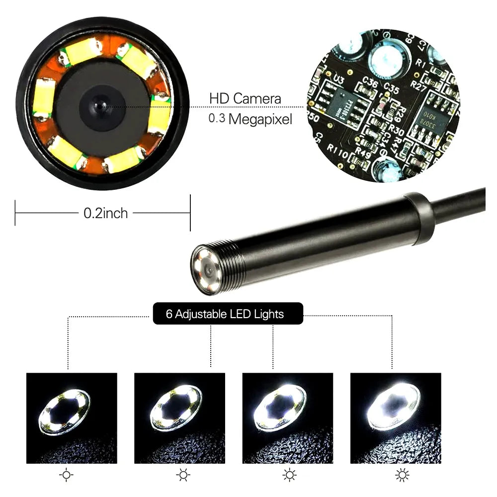 Endoscope LED Camera 7mm Snake Borescope