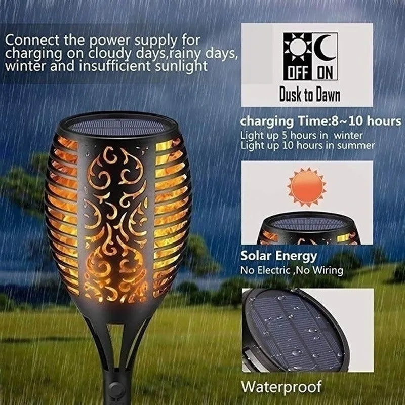 Solar LED Torch Flame Lights