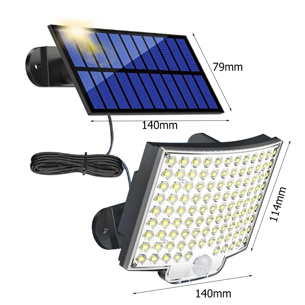 Solar LED Split Light with Human Body Sensor and Adjustable High Capacity Battery