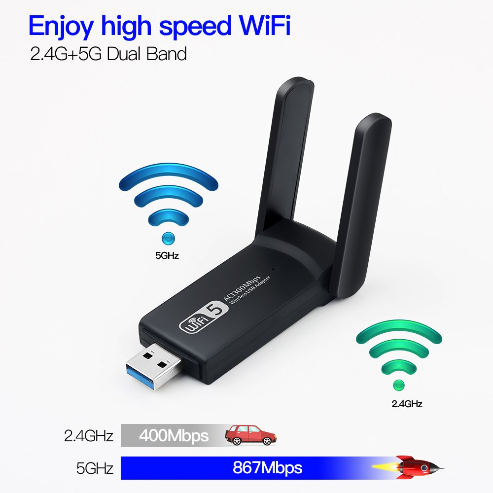 Network Adapter Dual Band 1300Mbps USB3.0 WiFi