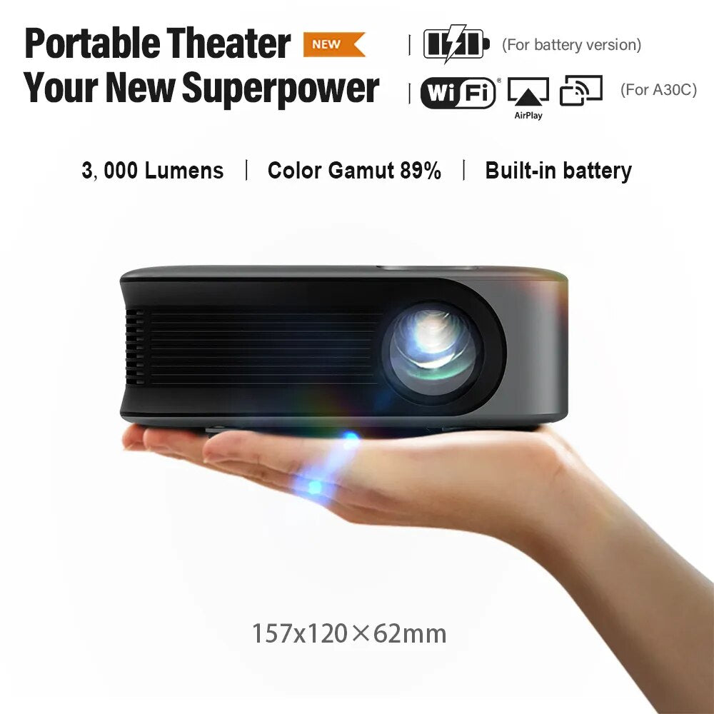 Projector LCD/LED Mini Video Decoding with Built-in Battery, WiFi and Android