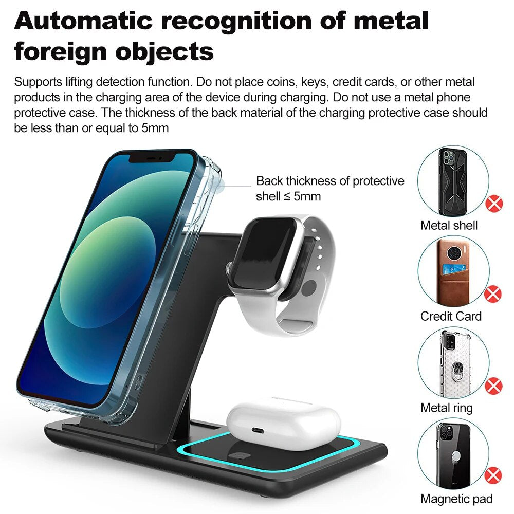 Wireless Foldable Charging Stand for iPhone, iWatch and Air Pods Pro