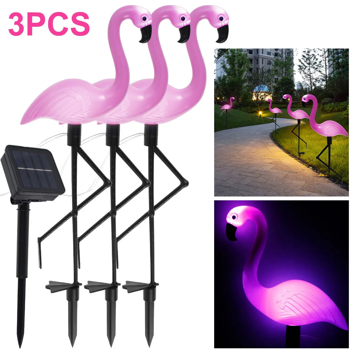 Solar LED Pink Flamingo Lights