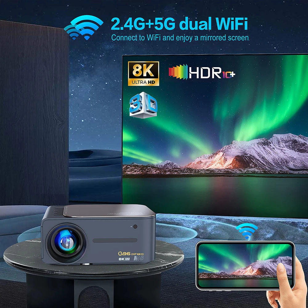 Projector LCD/LED HDR10+ Video Decoding with WiFi, Android and Bluetooth