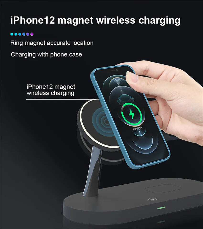 Wireless Charging Station for iPhone, iWatch and Air Pods