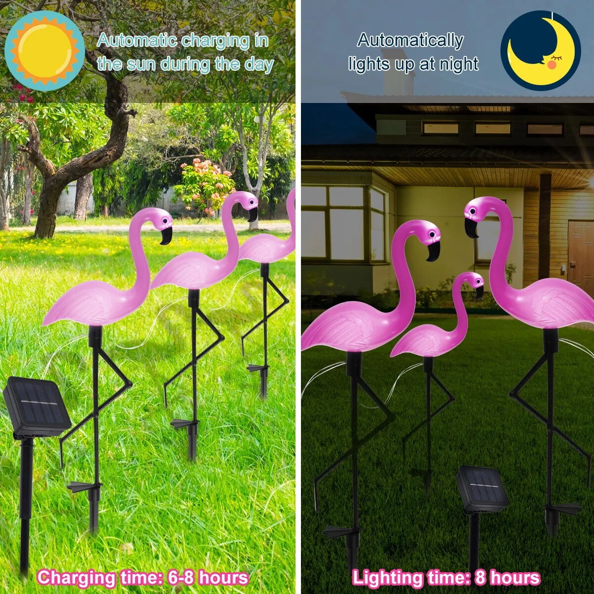 Solar LED Pink Flamingo Lights