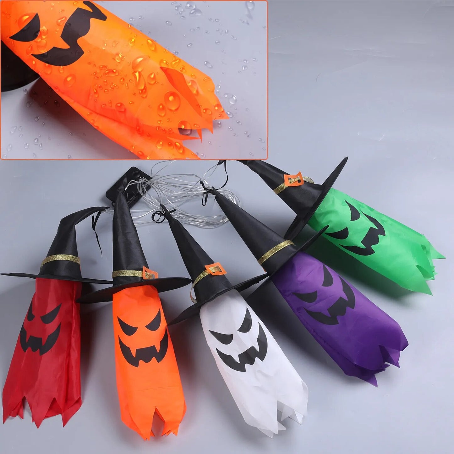 LED Halloween Flying Ghosts in Witch Hat Lights