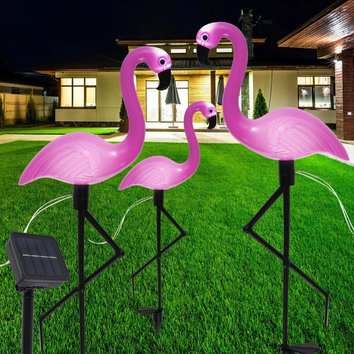 Solar LED Pink Flamingo Lights