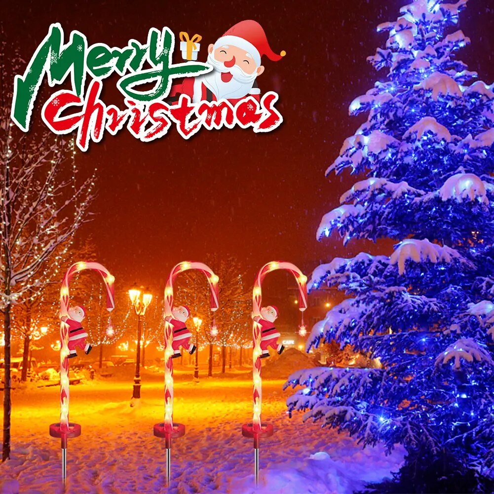 Solar LED Santa Candy Cane Lights