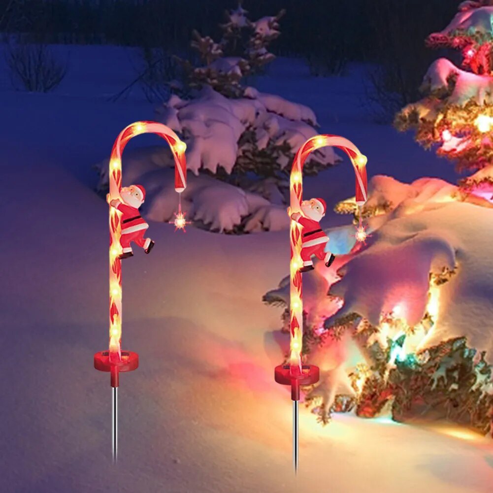 Solar LED Santa Candy Cane Lights