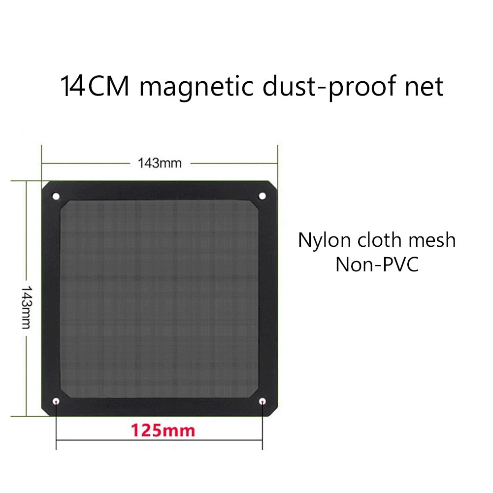 Computer Case Fan Dustproof Mesh Cover with Net Guard Magnetic Frame