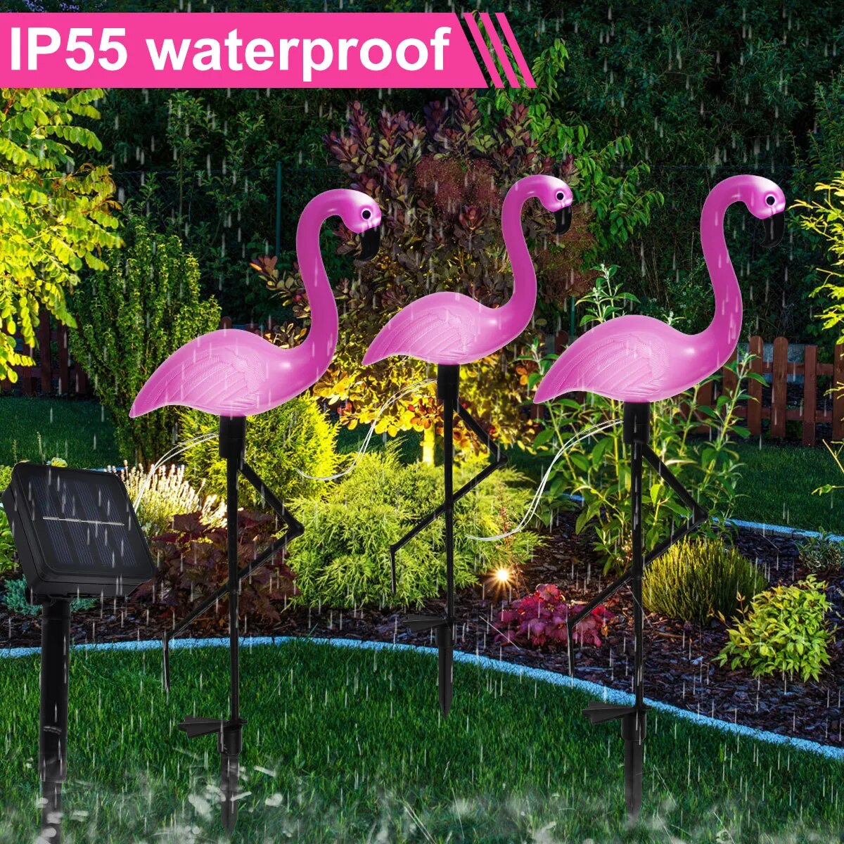 Solar LED Pink Flamingo Lights