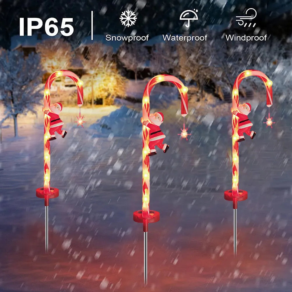 Solar LED Santa Candy Cane Lights