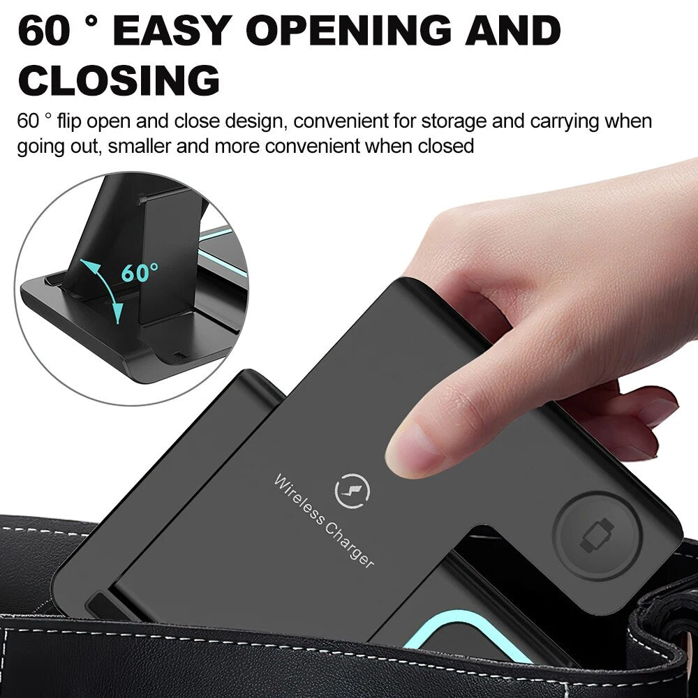 Wireless Foldable Charging Stand for iPhone, iWatch and Air Pods Pro