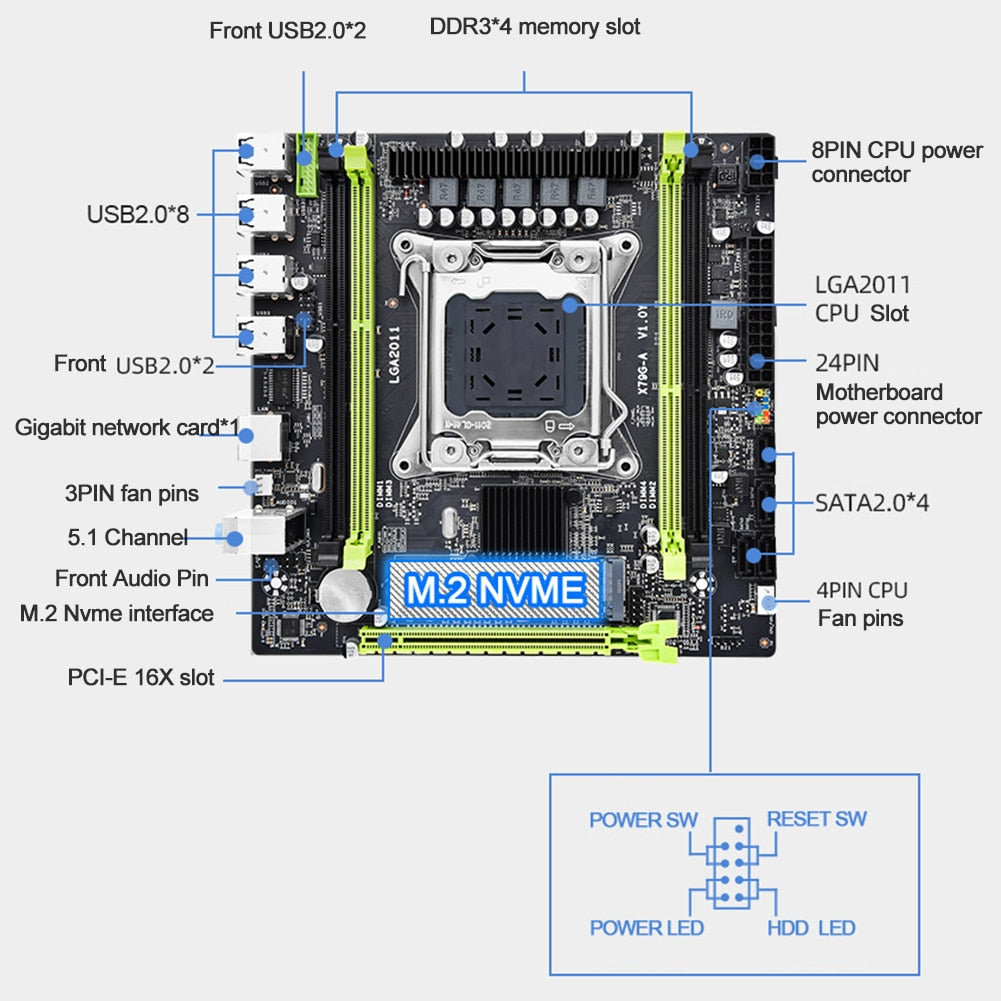 Desktop Motherboard X79G-A M-ATX SATA 2.0 LGA 2011