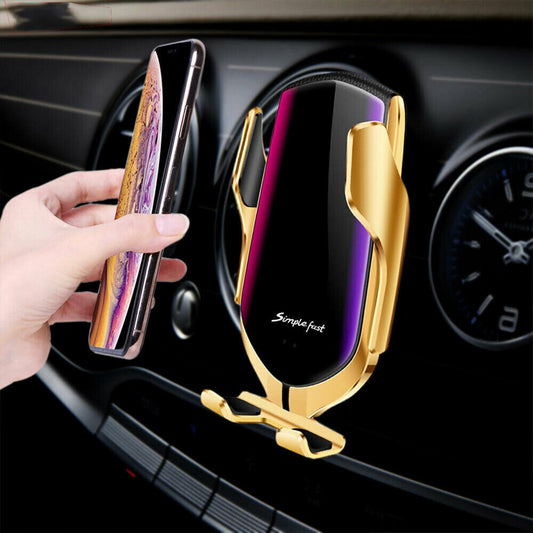 Mobile Phone Auto-Clamp Stand with 10W Qi Wireless Car Charger